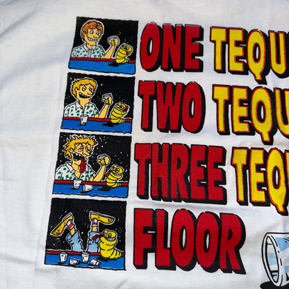 Tequila Funny One Two Floor Vintage T Shirt Y2K Cancun Bar Drinking Alcohol XL