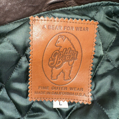Golden Bear Vintage Leather Wool Brown Varsity Letterman Jacket L Suede