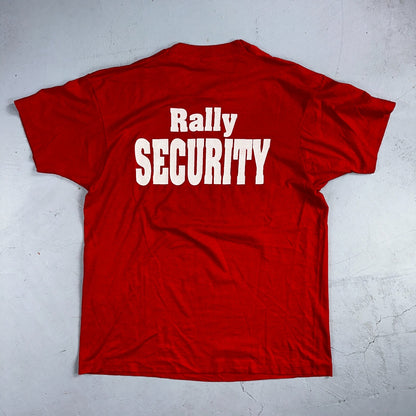 Rally Alley 1989 VTG T Shirt Screen Stars XL 80s Single Stitch Red Cars Security