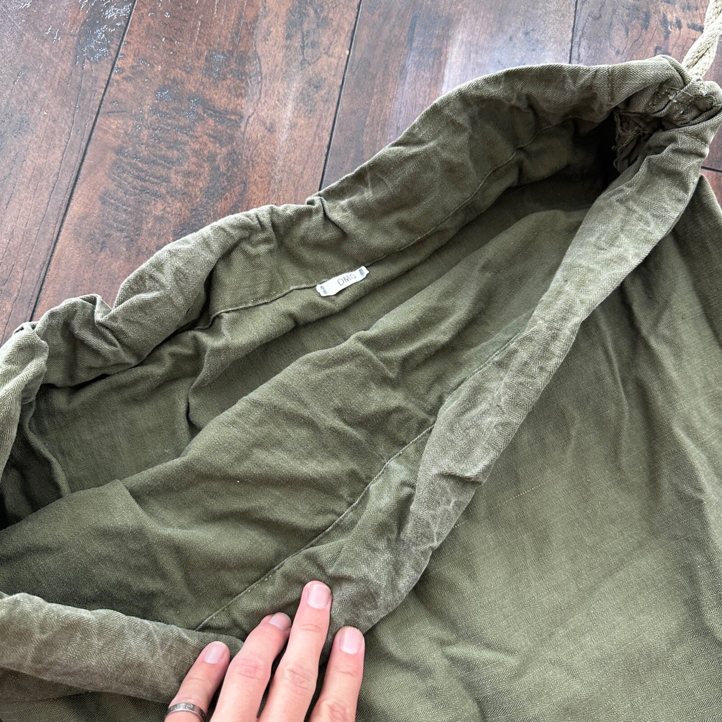 VTG WWII Canvas Garment Laundry Bag HBT Military Denim 1940s 40s 50s Stencil