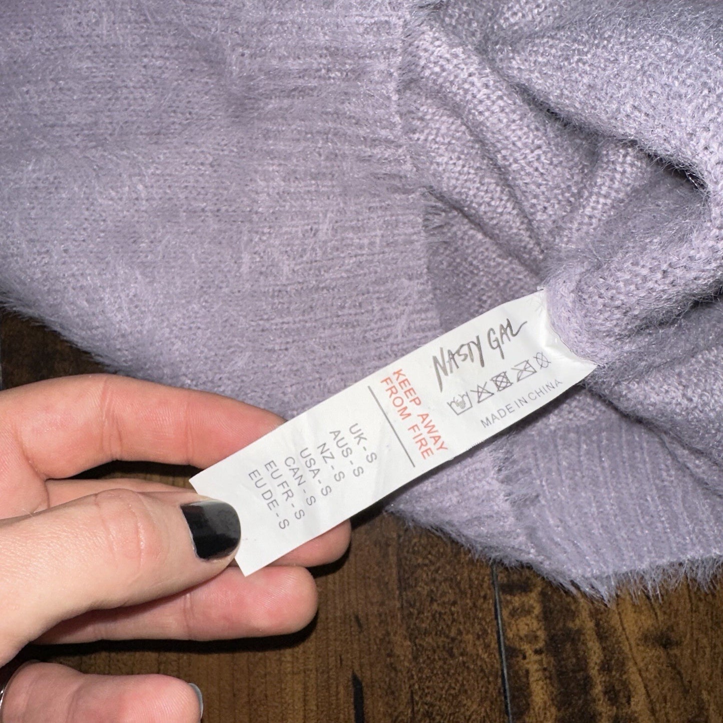 Nasty Gal Womens Fuzzy Sweater Purple Crew Neck Long Sleeve Mohair Vtg Style