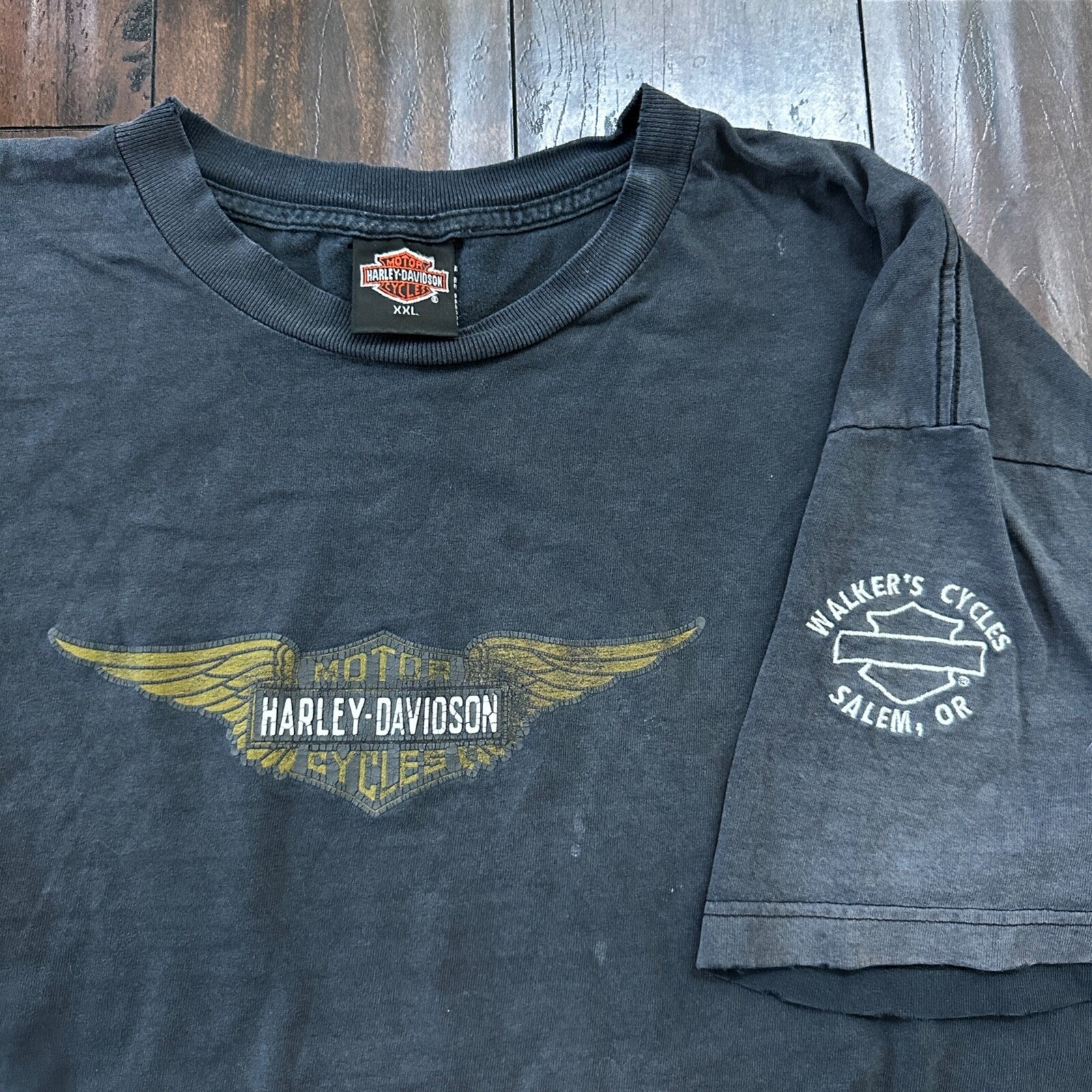 HARLEY DAVIDSON USA VTG T Shirt Salem Oregon Walkers Cycle Bike 90s Y2K Faded
