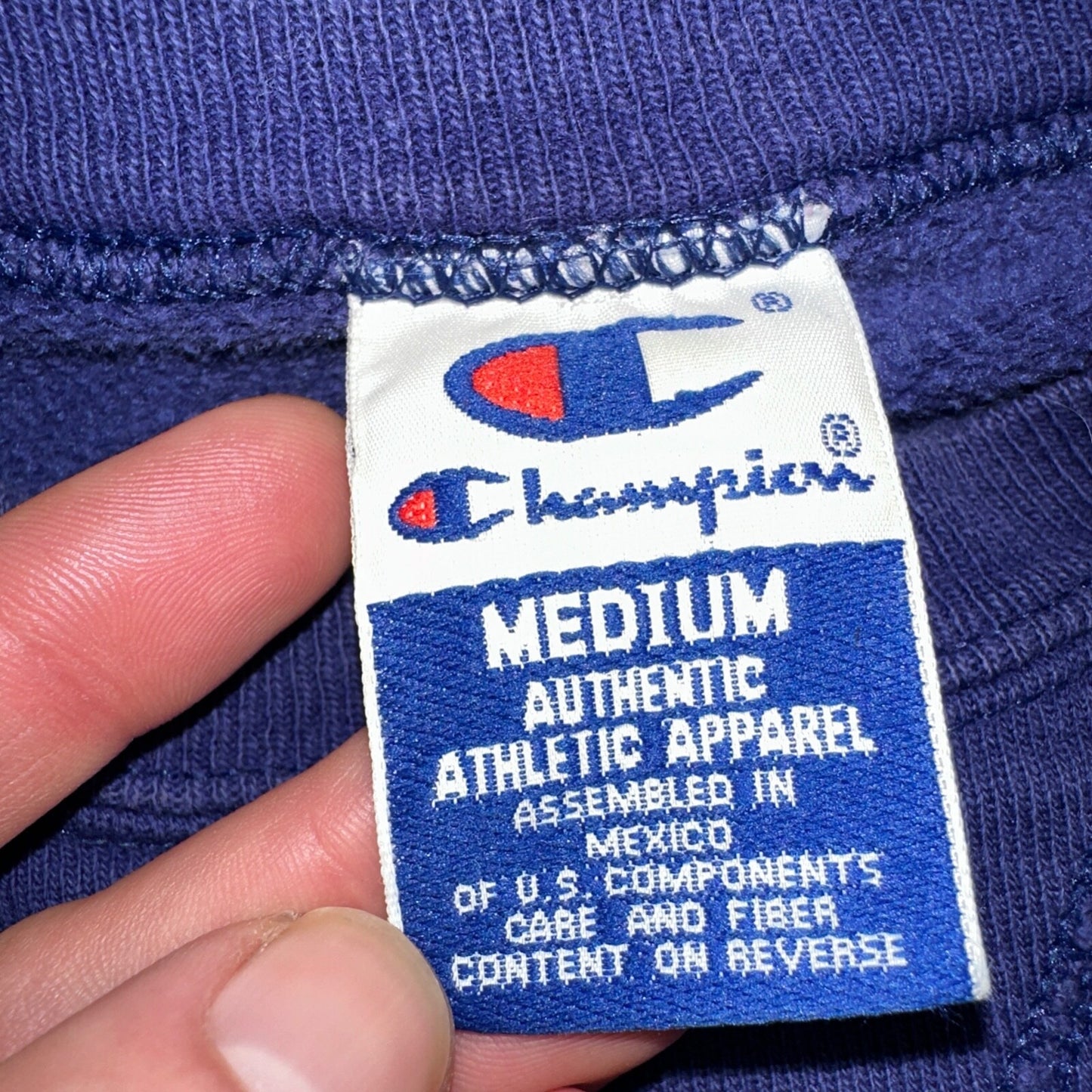 Champion 90s M Sweatshirt VTG Crewneck Blue Medium Basic Simple Mexico