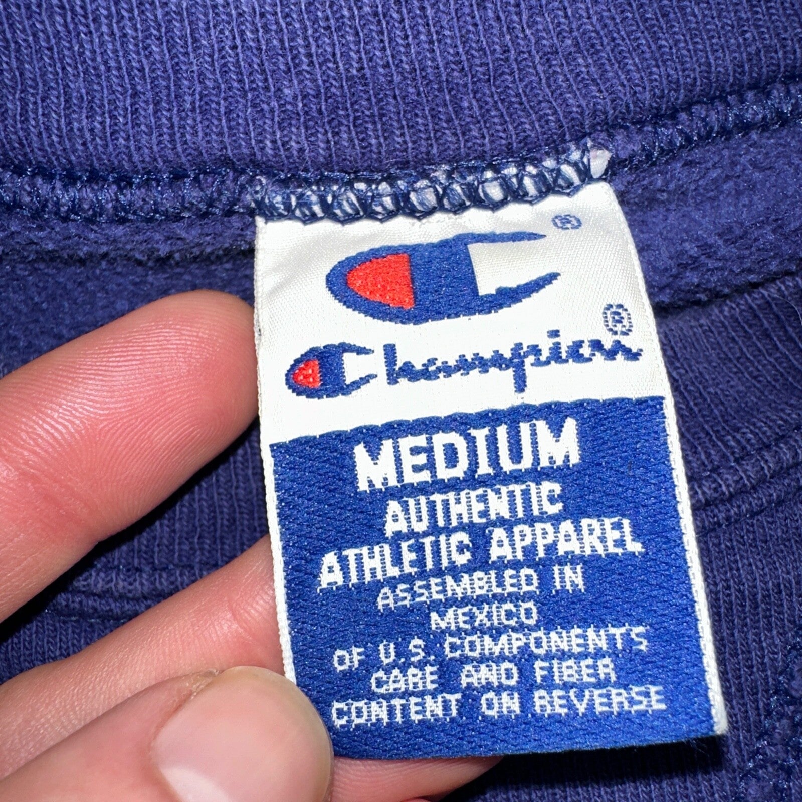 Champion 90s M Sweatshirt VTG Crewneck Blue Medium Basic Simple Mexico