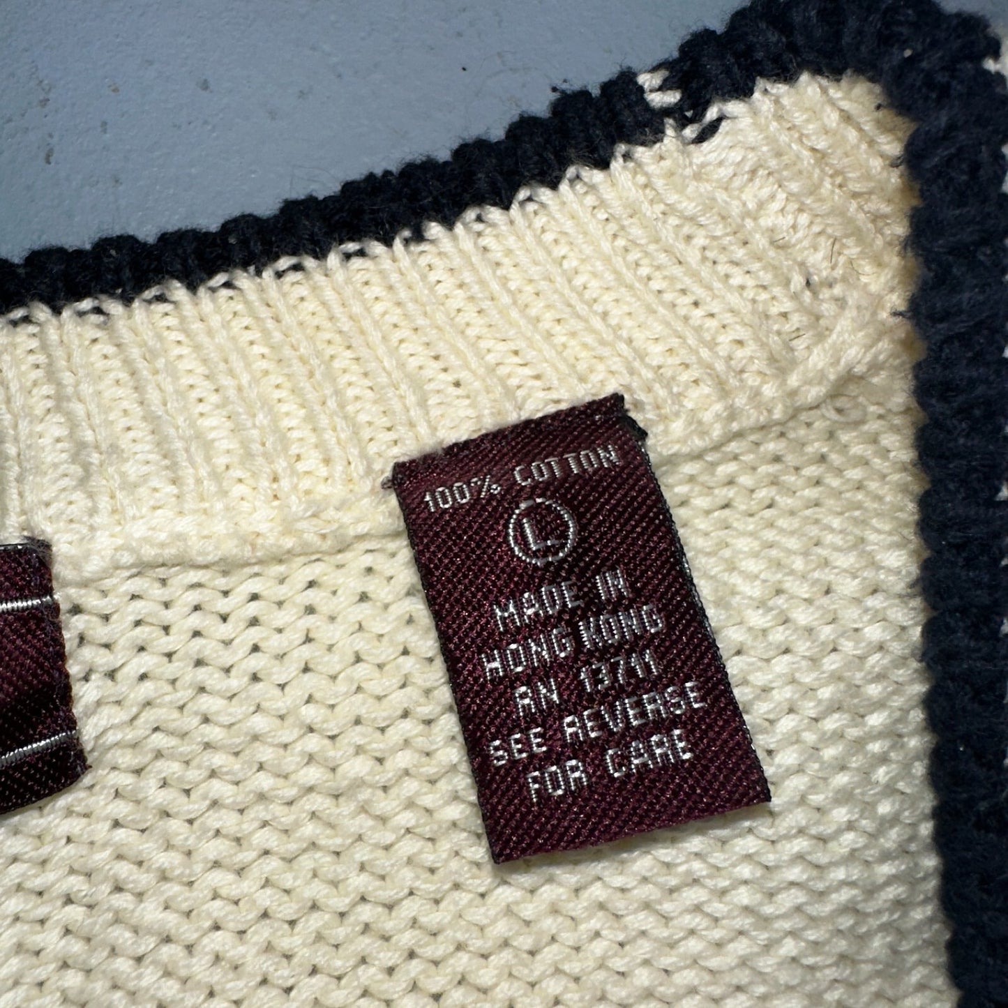 VTG John Ashford Pure 100% Cotton Cardigan Sweater Size Large Ivory White