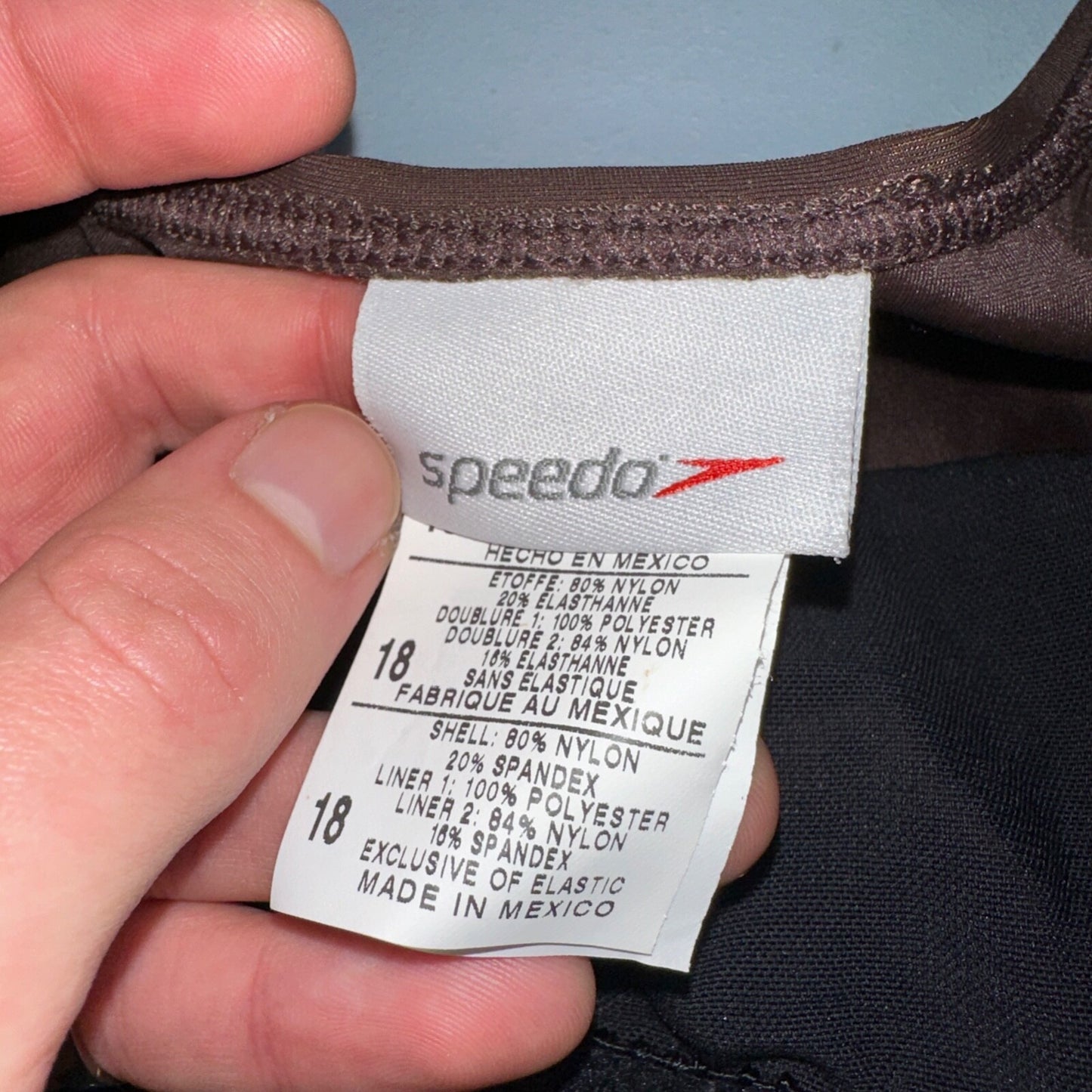 Speedo NWT Women 18 Swimwear Brown One Piece Ruched Logo Adult VTG