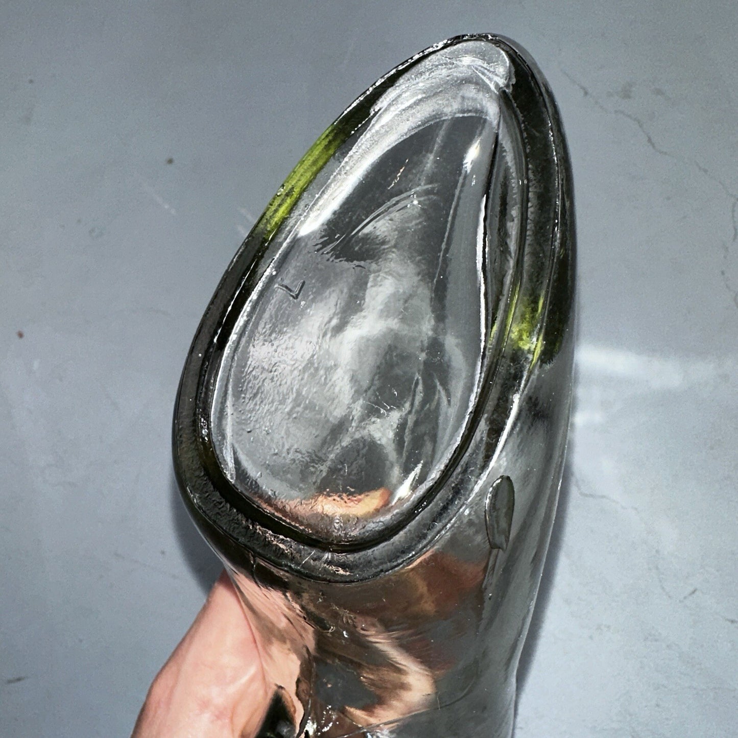 Empty Glass Boot Art High Heel Decanter Stiletto Shaped Lady Bottle Shoe VTG