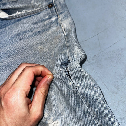 Levis 501 Vintage 80s USA XX Straight Leg Jeans Blue Thrashed 33x38 Act 31x33