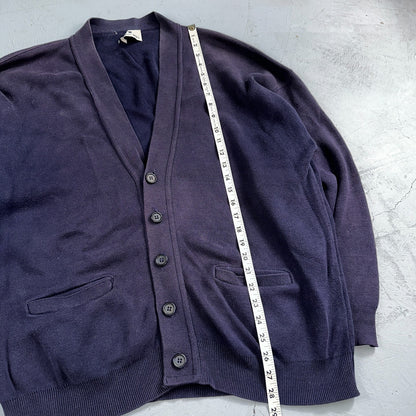 Vintage 70s Robert Bruce Cardigan Sweater Adult XL Navy Grandpa Grunge Faded