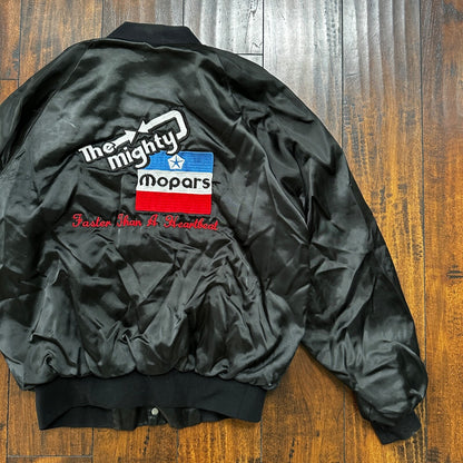 VTG 80s GTX Plymouth Satin Bomber Jacket USA West Ark Rare 90s White