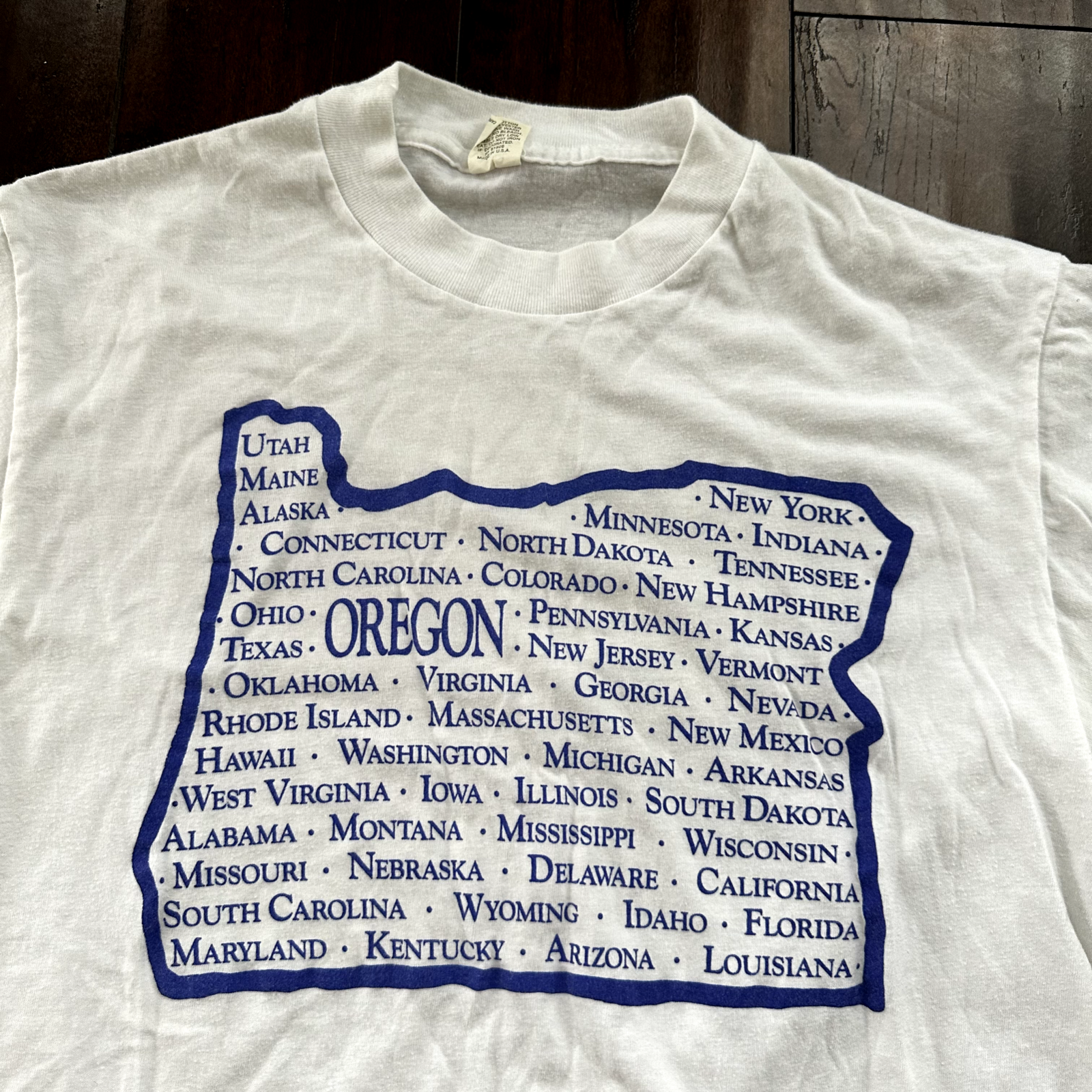 Oregon Trail West Map Vintage T Shirt Single Stitch State USA Cool 80s