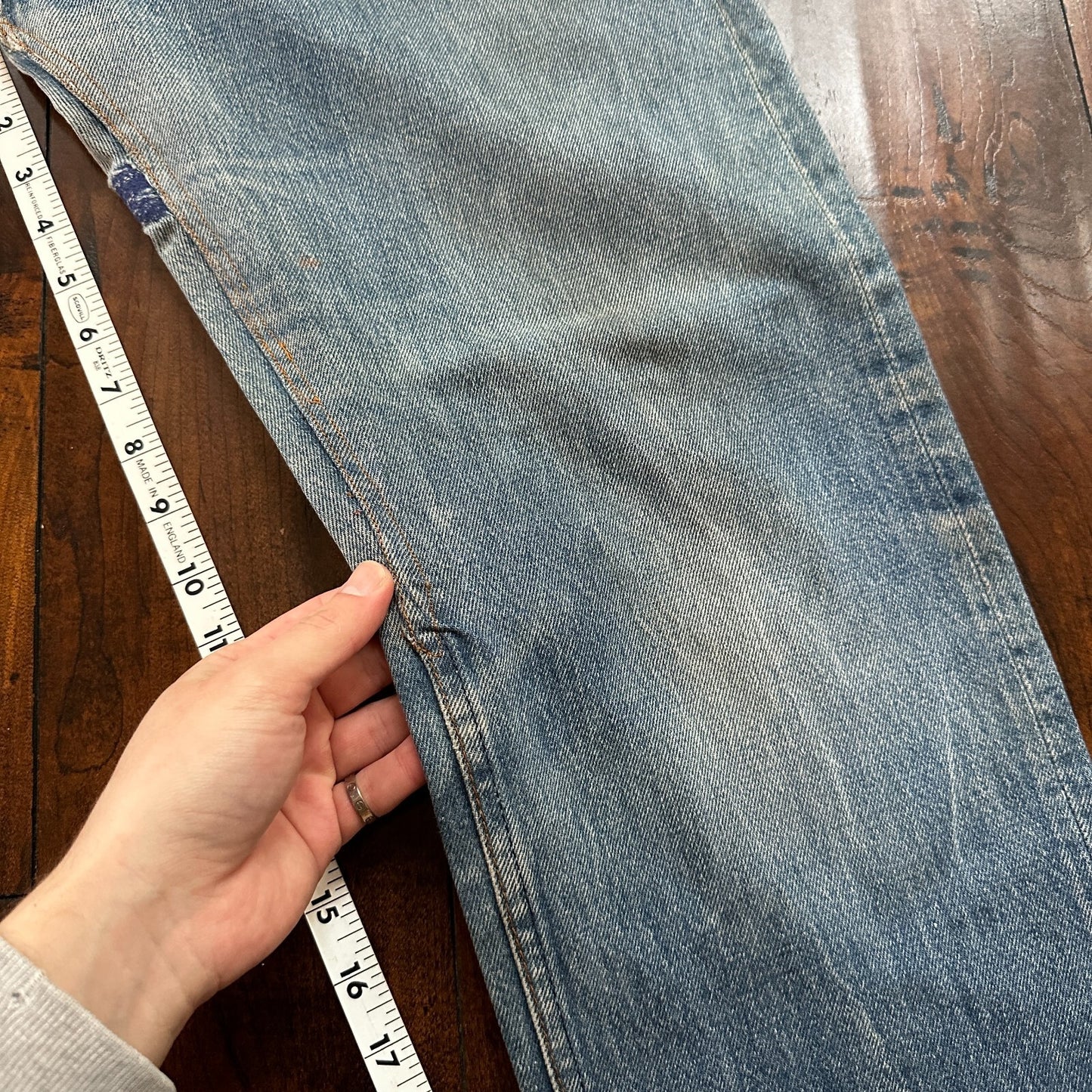 VTG USA Levis 501 Button Fly 80s Tag Jeans 32x27 Straight Leg Thrashed Ripped