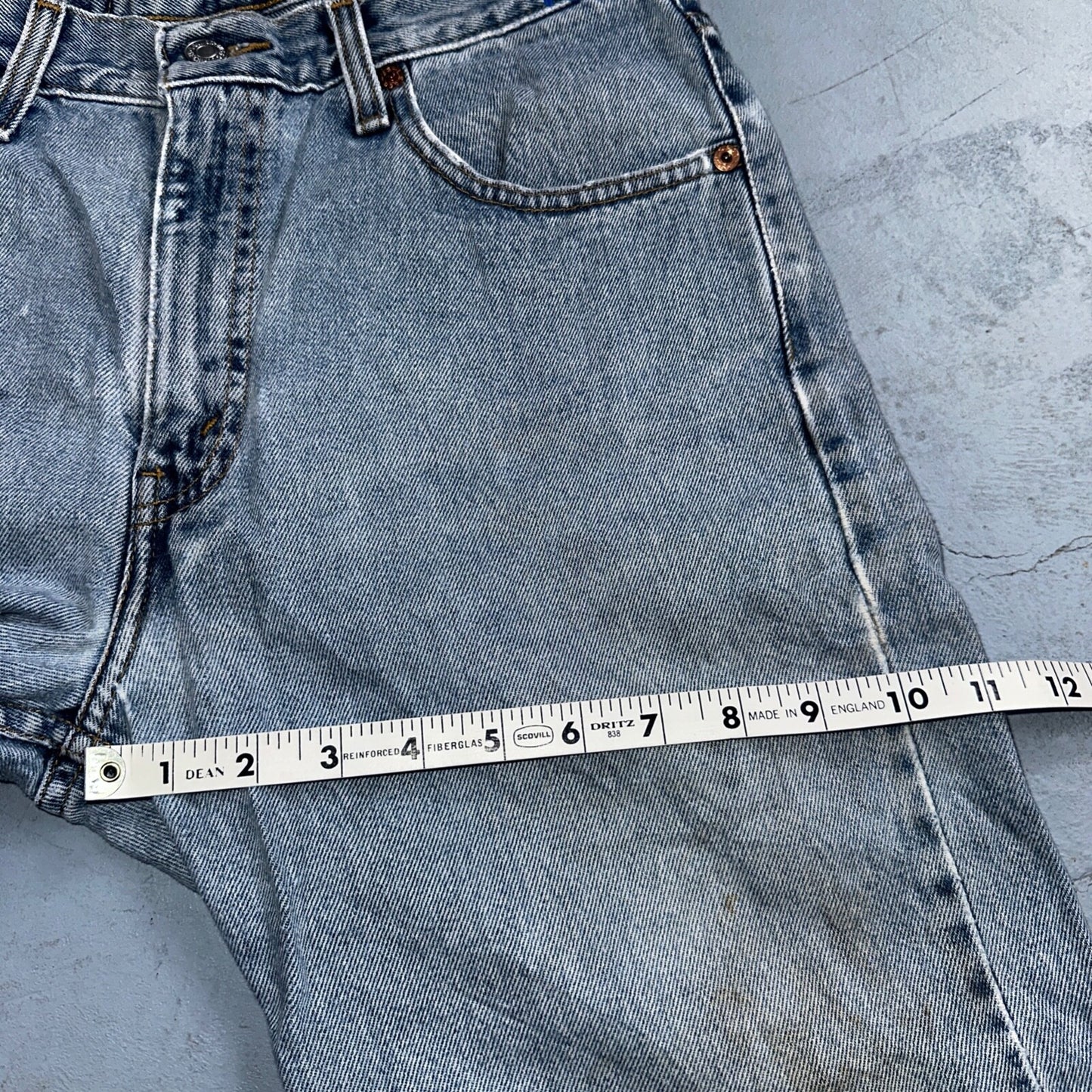 Levis 505 Vintage 90s Columbia Straight Leg Jeans Blue Light Wash 30x34 Ac 28x33