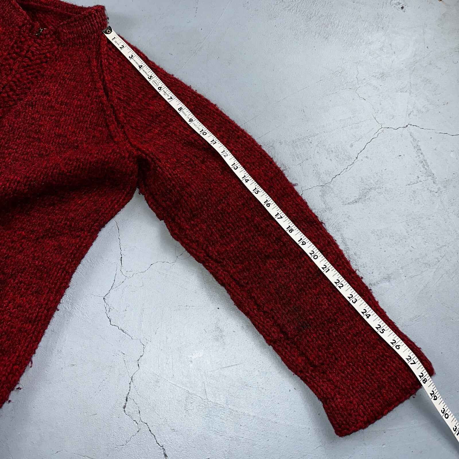 VTG Sweater Mens L Red Cable Knit Ribbed Full Zip 1950s Rockabilly Talon Rare