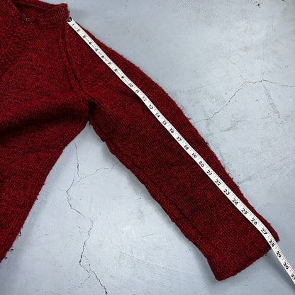 VTG Sweater Mens L Red Cable Knit Ribbed Full Zip 1950s Rockabilly Talon Rare