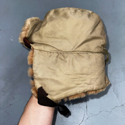 Vintage Eddie Bauer Goose Down Cap Hat Trapper Faux Fur Ear Flaps M 1960s Rare