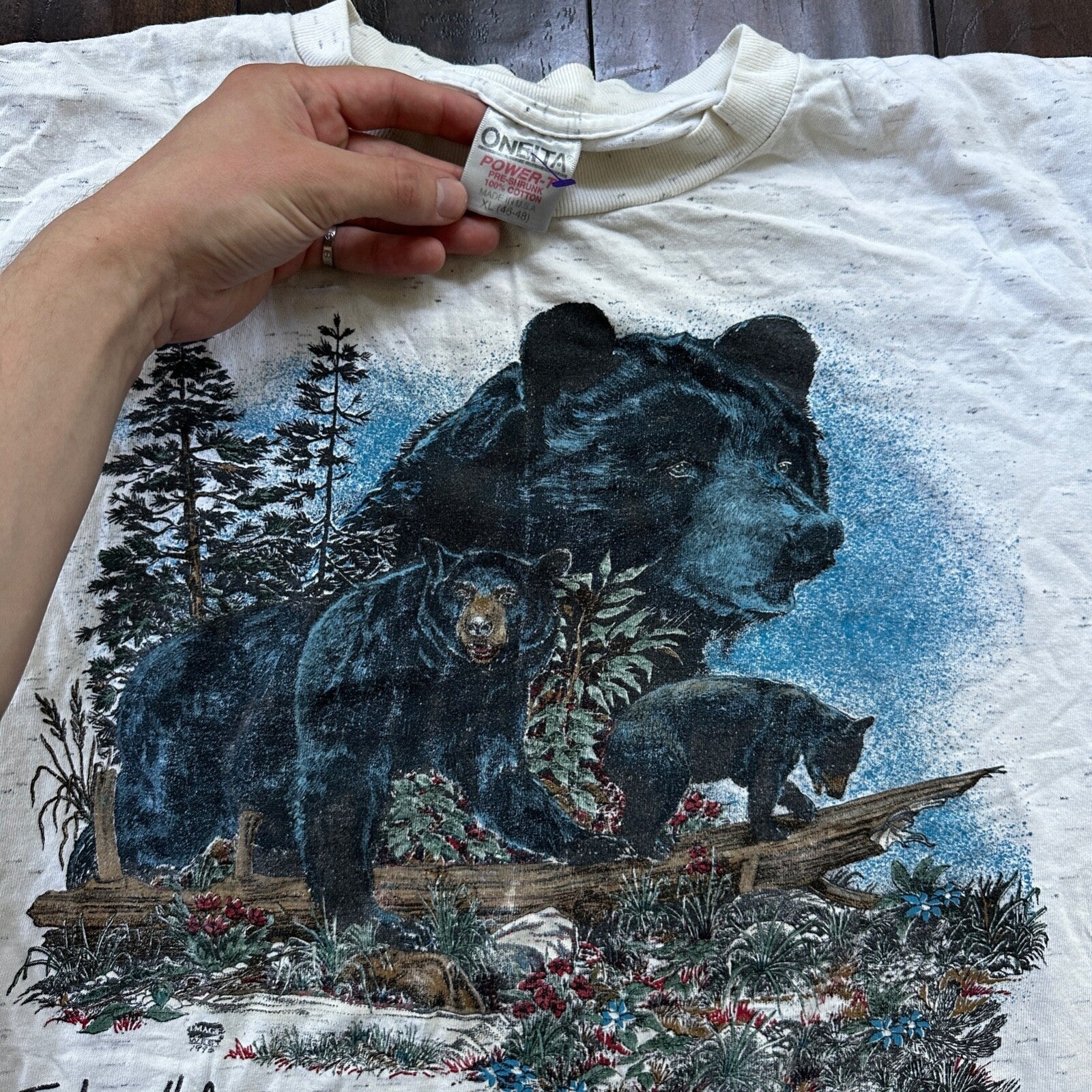 Oneita Blackbears VTG T Shirt 90s Bears Jackson Hole Wyoming Forest Hunting XL