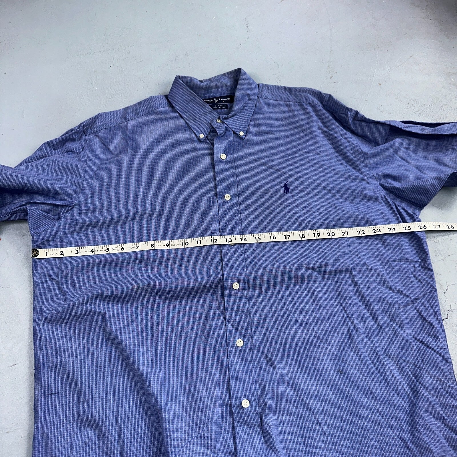Ralph Lauren Polo VTG Button Down Shirt Men's L Blue Plaid Blake Two-Ply