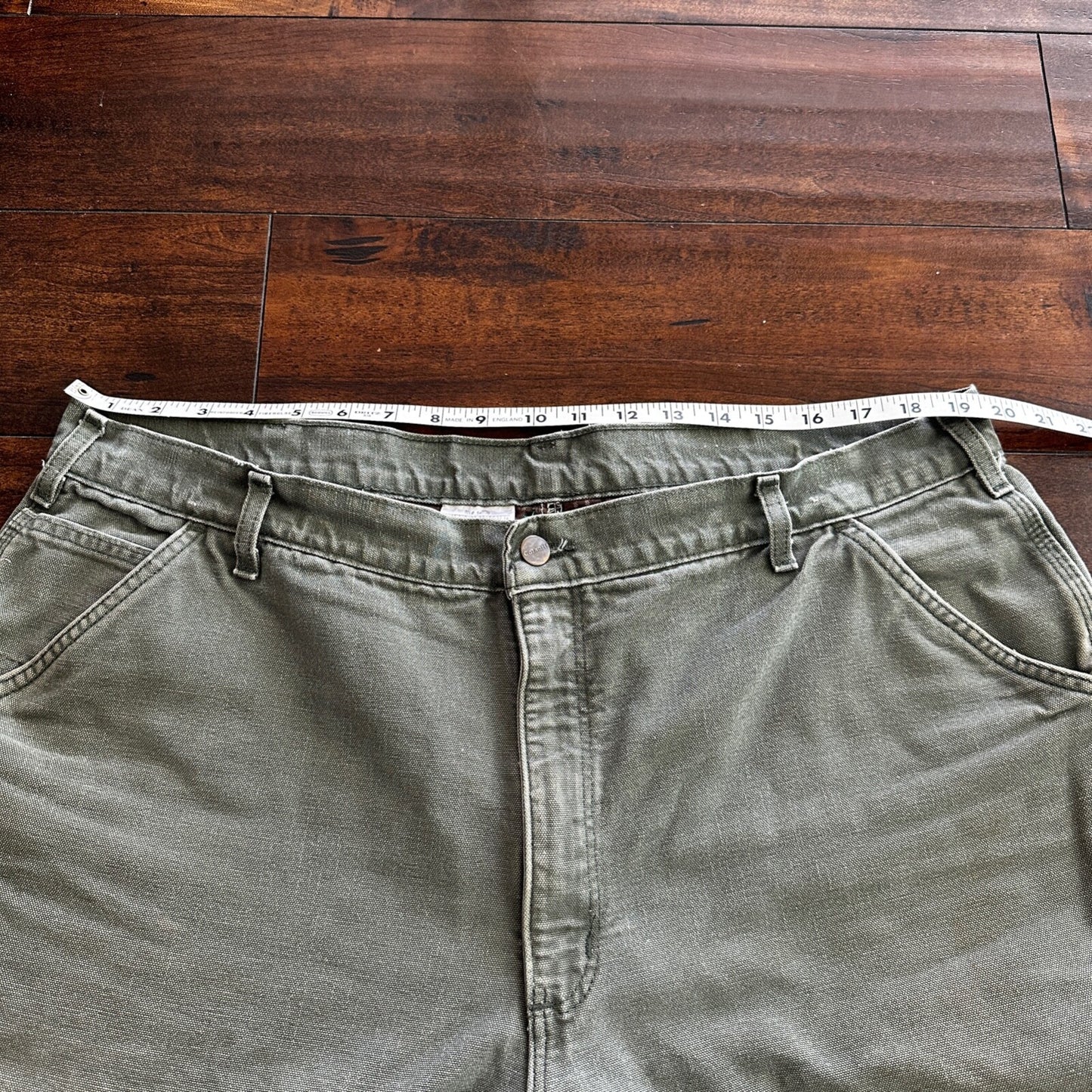 Carhartt Pants Men's 42X30 Flannel Lined Washed Duck VTG Fit B111-MOS Green