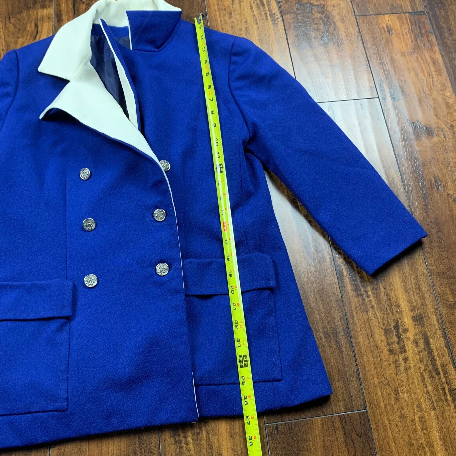 Vintage USA Rockabilly Womens Dress Jacket Blue 60s 70s Top Blazer Sanforized