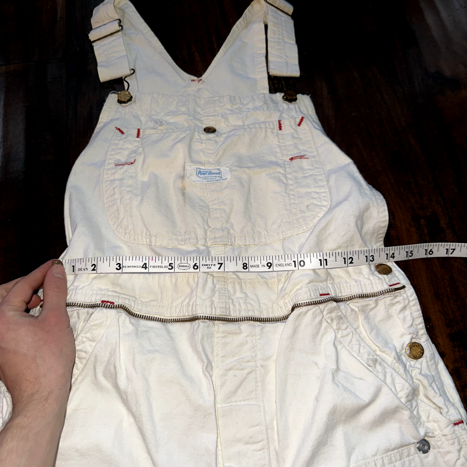 Powerhouse BIB Overalls MONTGOMERY WARD White Denim Workwear 60s 50s Union