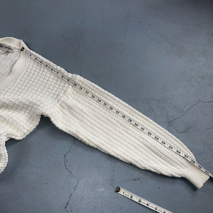 John Ashford USA VTG Sweater Mens Large Cardigan Button Front White Grandpa Core