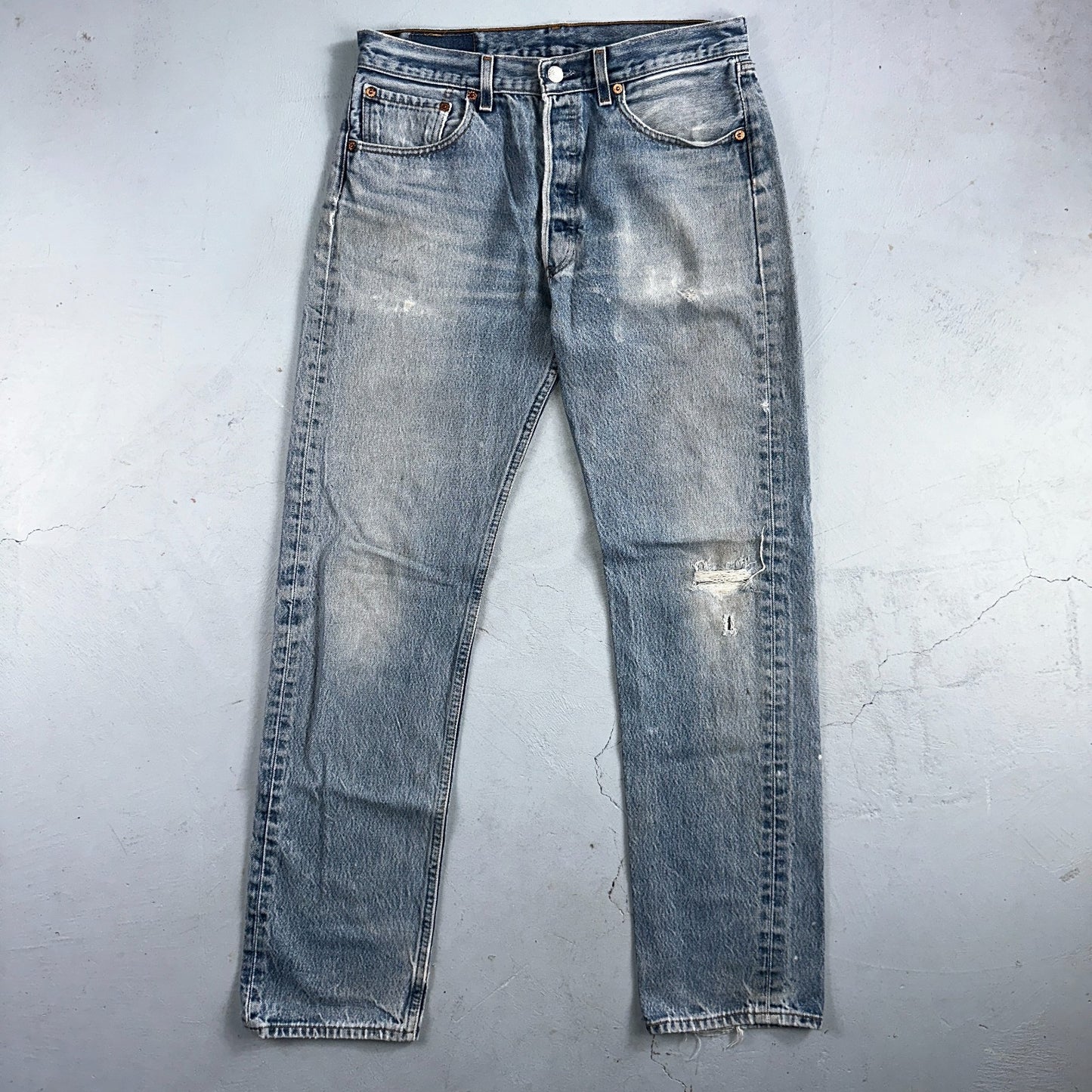 Levis 501 Vintage 90s Mexico Straight Leg Jeans Blue Light Wash 33x36 Act 31x32