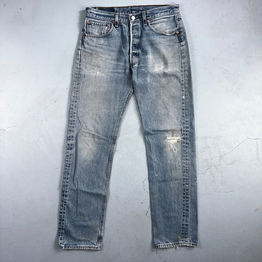 Levis 501 Vintage 90s Mexico Straight Leg Jeans Blue Light Wash 33x36 Act 31x32