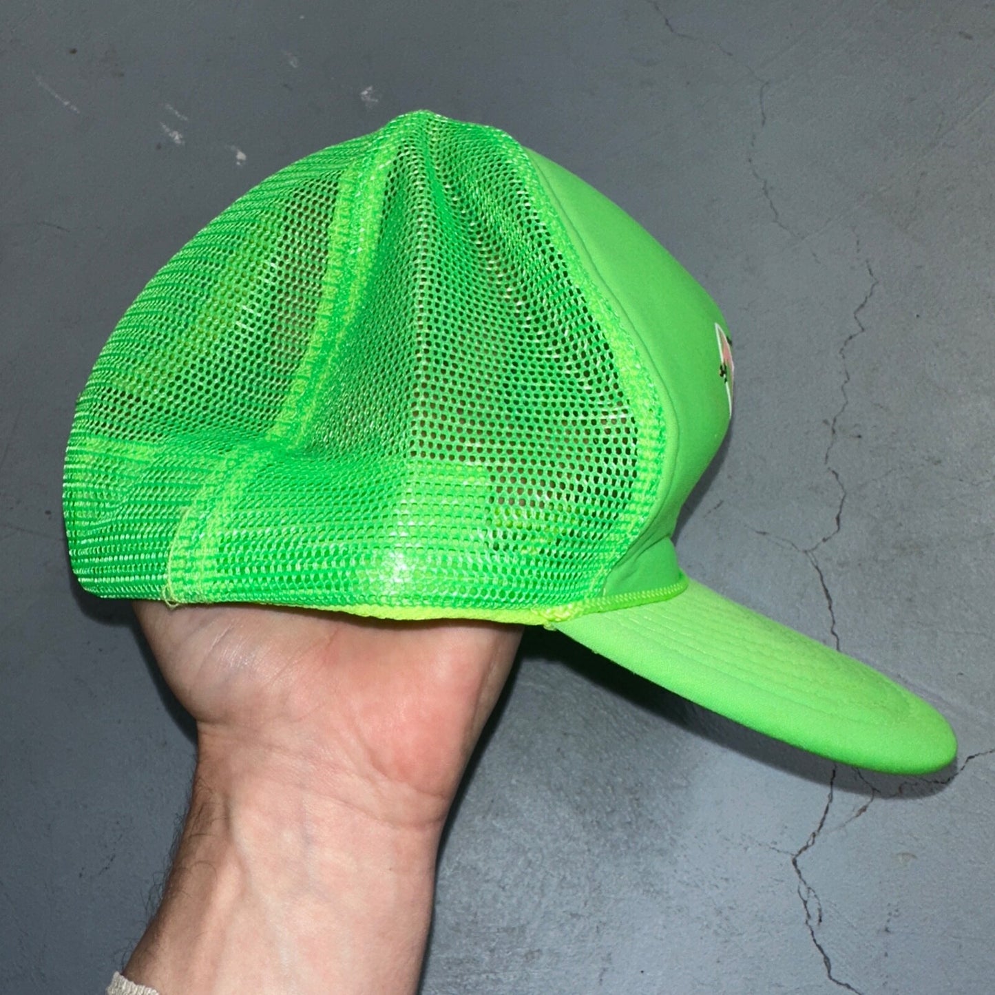 Deja Vu Hat VTG Snapback Trucker Cap Men Neon Green Showgirls 90s RARE