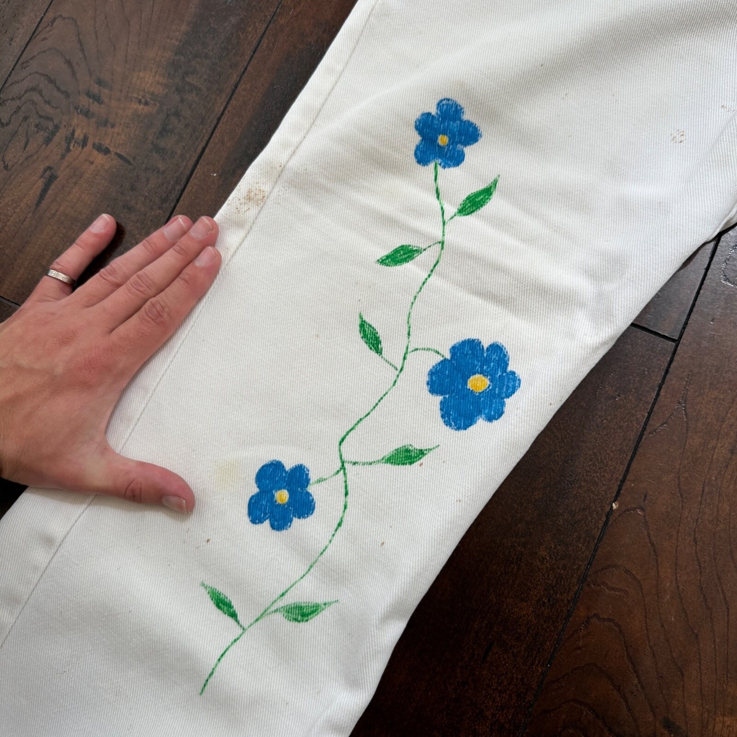 VTG 1960s Rockabilly 26x27 USA Hand Drawn Political No Nukes White Art Pants 60s