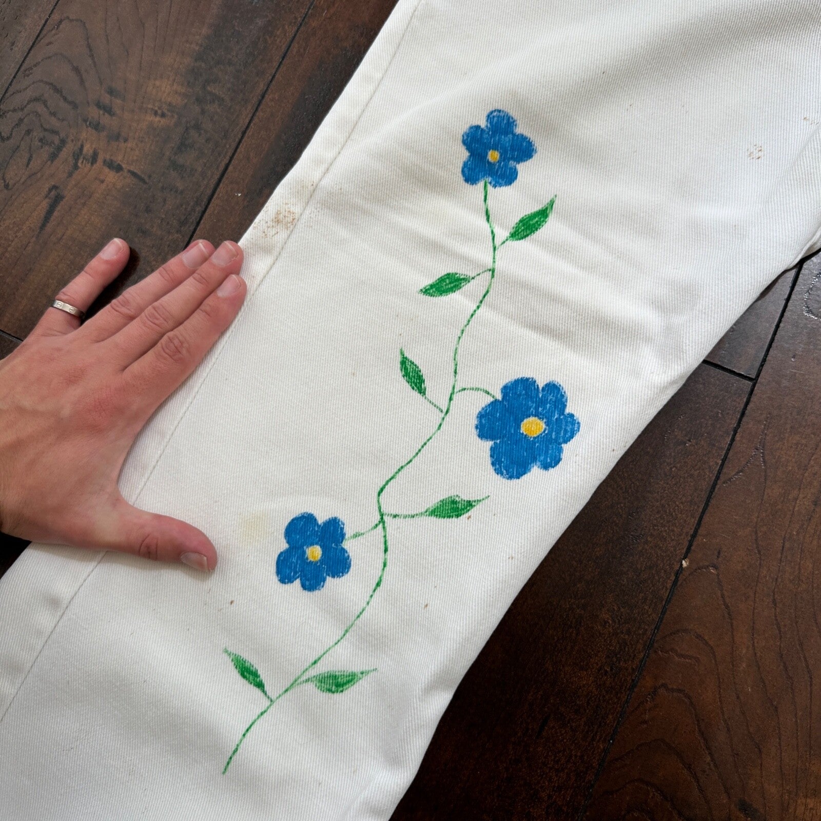 VTG 1960s Rockabilly 26x27 USA Hand Drawn Political No Nukes White Art Pants 60s