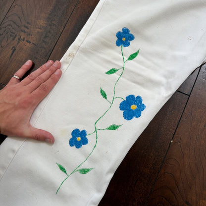 VTG 1960s Rockabilly 26x27 USA Hand Drawn Political No Nukes White Art Pants 60s