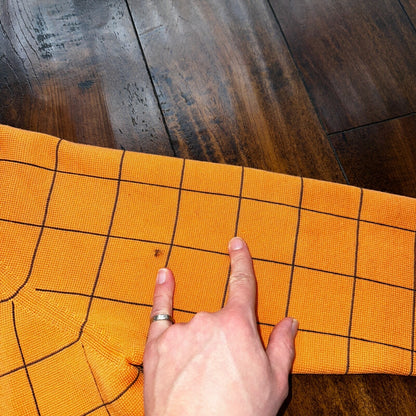 VTG 100% Wool Imperial Long Check Overcoat Womens Orange Rockabilly 1960s 70s