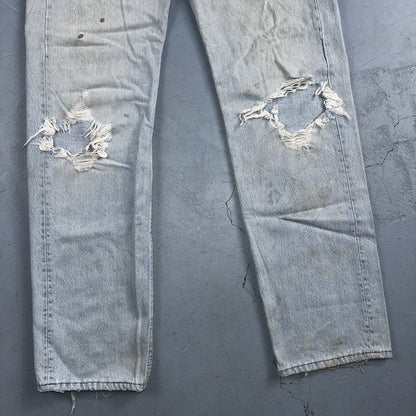 Levis 501 Vintage 90s USA XX Straight Leg Jeans Blue Light Wash 33x34 Act 30x32