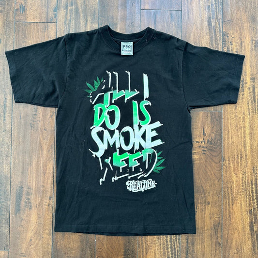 Smoke Weed All I DO Vintage Style T Shirt Black Funny Stoner Rap Music Band Punk