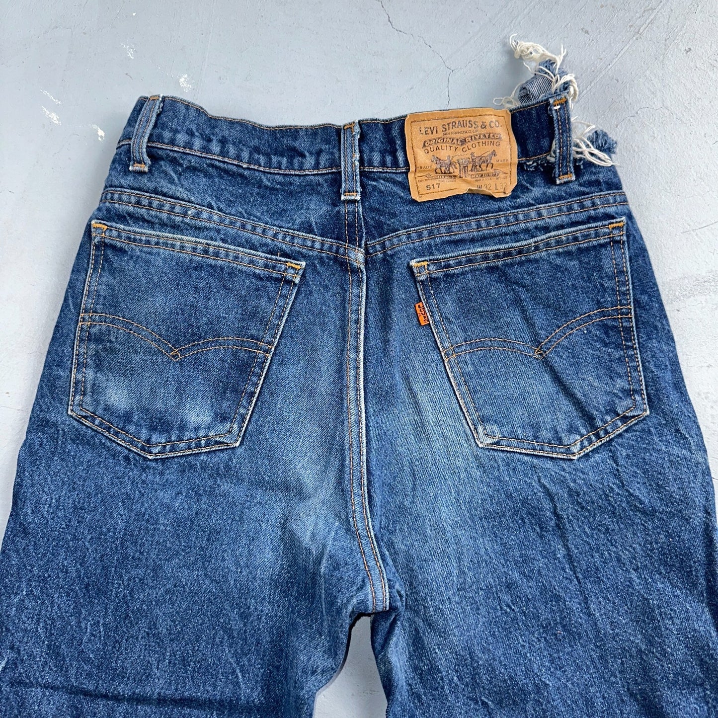 Levis 517 Vintage 90s USA Orange Tab Bootcut Flare Blue Worn Jeans Thrash 32x32