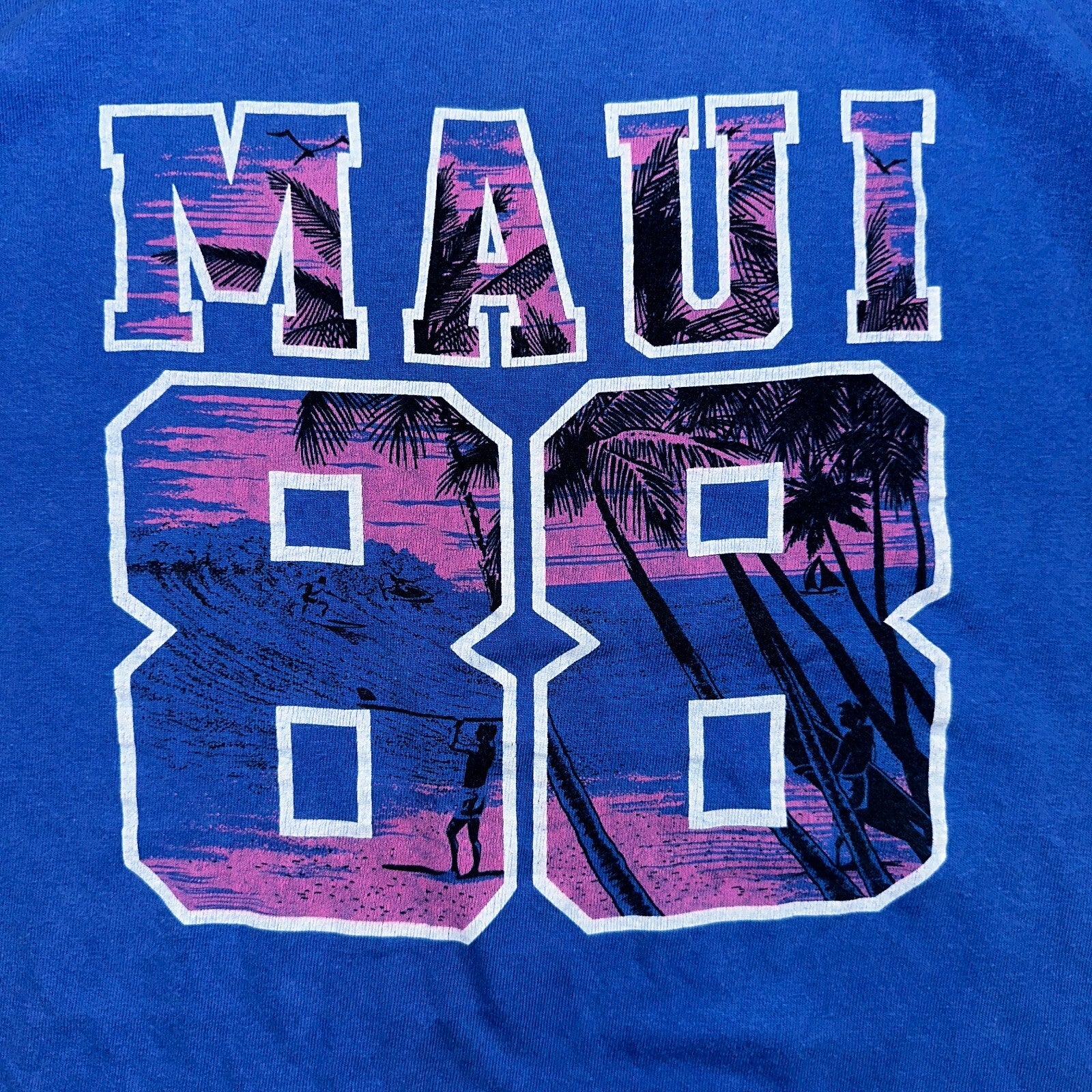 Maui 1988 Hawaii Vintage 80s T Shirt Blue Stedman Single Stitch Crazy Large 88