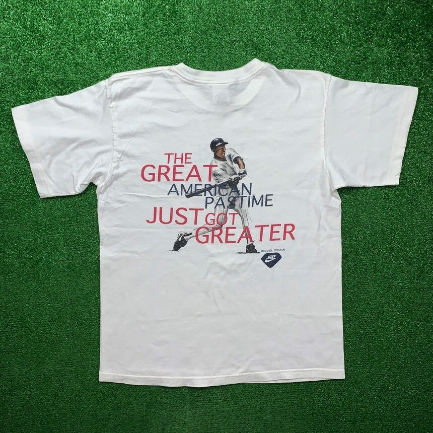 Jordan Babe Ruth Baseball Vintage Nike T Shirt USA Rare Play Hoop 90s Gray Tag