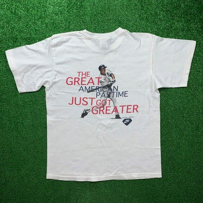 Jordan Babe Ruth Baseball Vintage Nike T Shirt USA Rare Play Hoop 90s Gray Tag