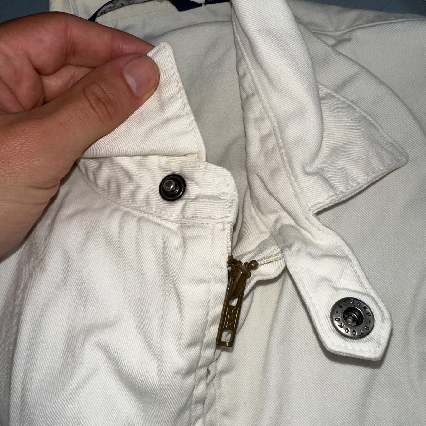 Vintage Polo Ralph Lauren Harrington Jacket White Cotton Size M USA Crop Fit