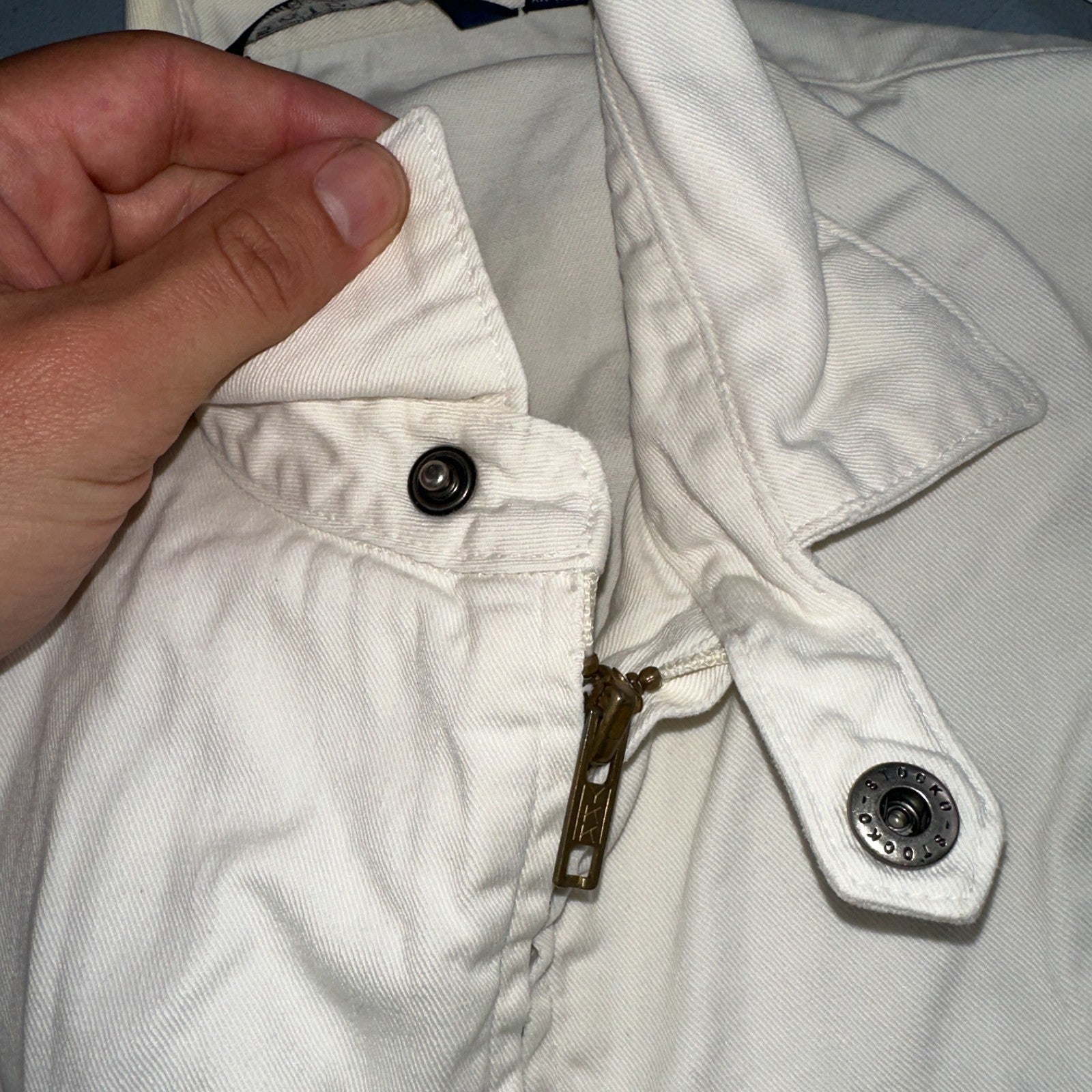 Vintage Polo Ralph Lauren Harrington Jacket White Cotton Size M USA Crop Fit