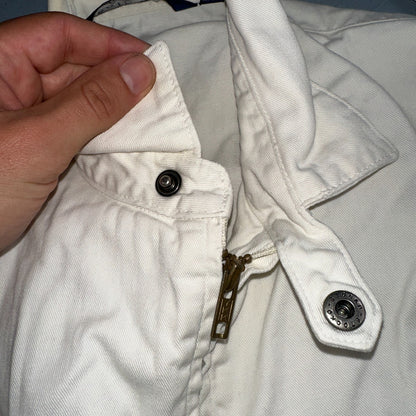 Vintage Polo Ralph Lauren Harrington Jacket White Cotton Size M USA Crop Fit