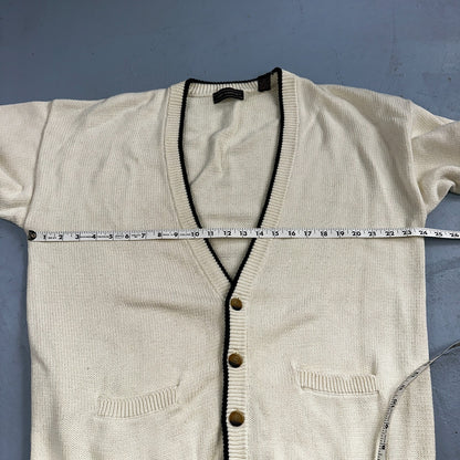 VTG John Ashford Pure 100% Cotton Cardigan Sweater Size Large Ivory White