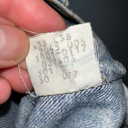 Levis 501 Vintage 80s USA XX Straight Leg Jeans Blue Thrashed 33x38 Act 31x33