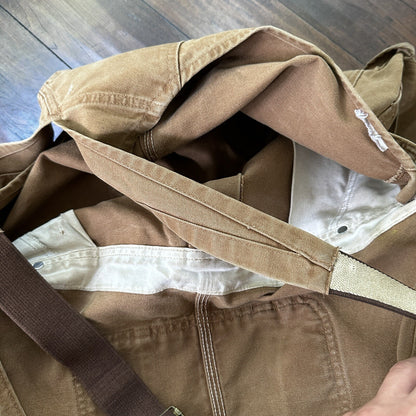 Carhartt DKB Double Knee Duck Unlined Bib Work Tan Brown Overalls 40x27 VTG