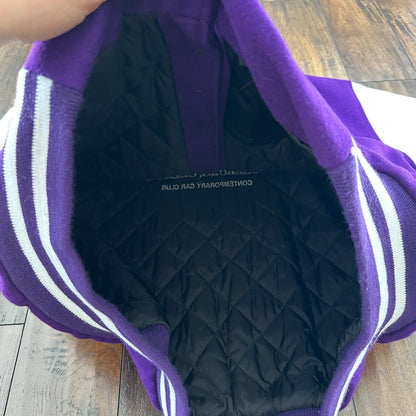 VTG Stray Angels Varsity Leather Letterman 70s Jacket XL Portland Cars Racing