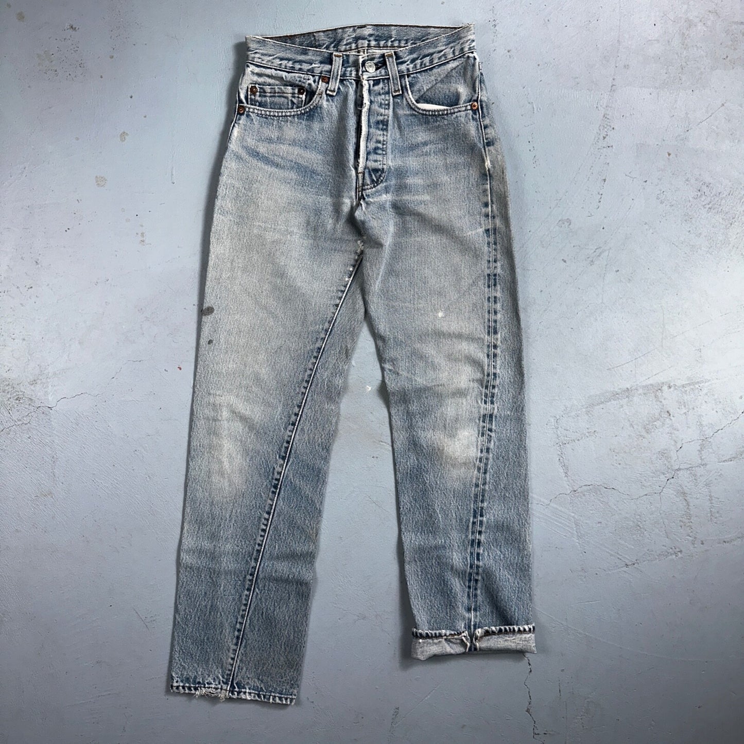 Levis 501 Vintage 80s Redline Selvedge USA XX Jeans Light Wash 27x34 Act 25x29