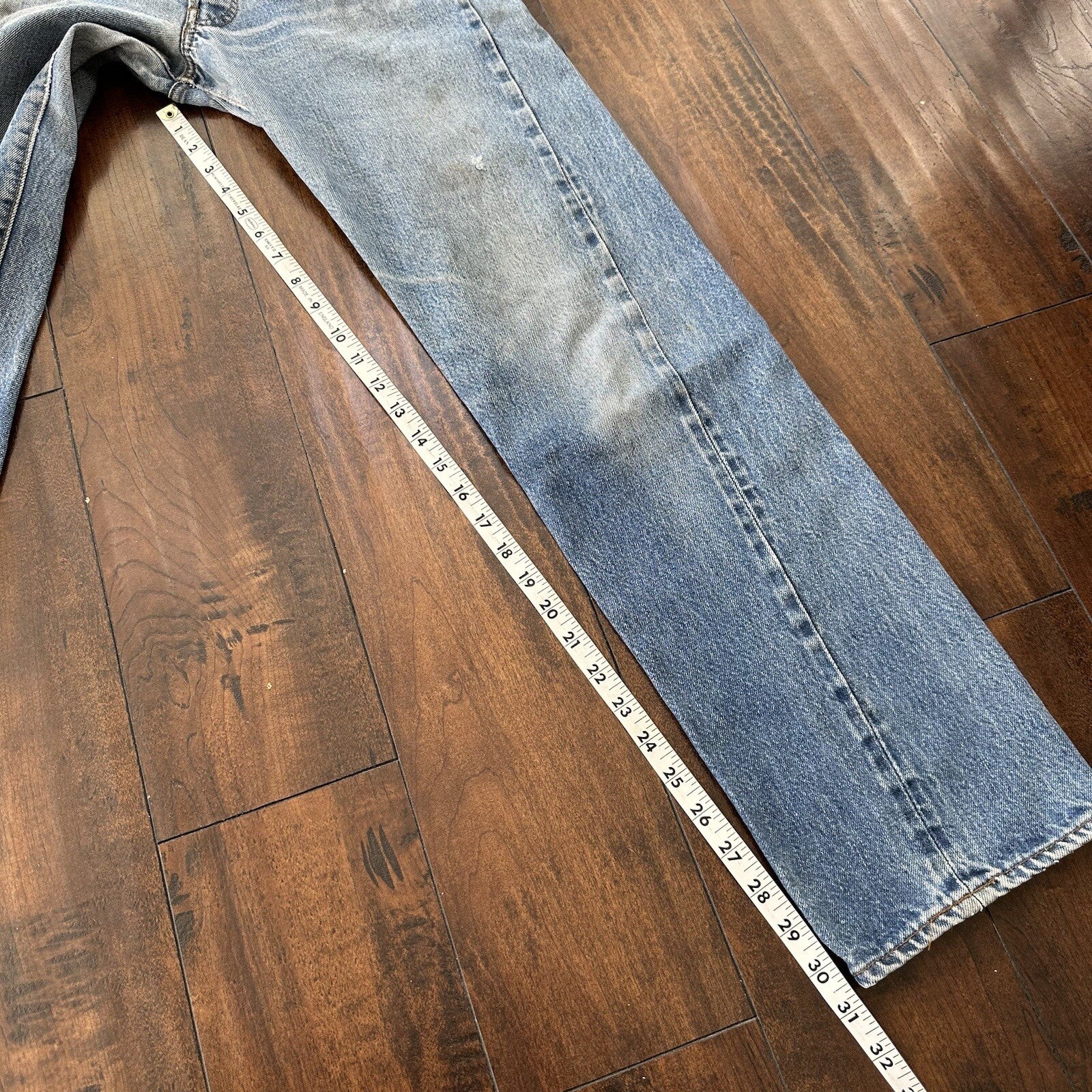 Levis Vintage 80s Redline Selvedge USA 501 Light Wash Jeans 70s 31x36 Act 28x31