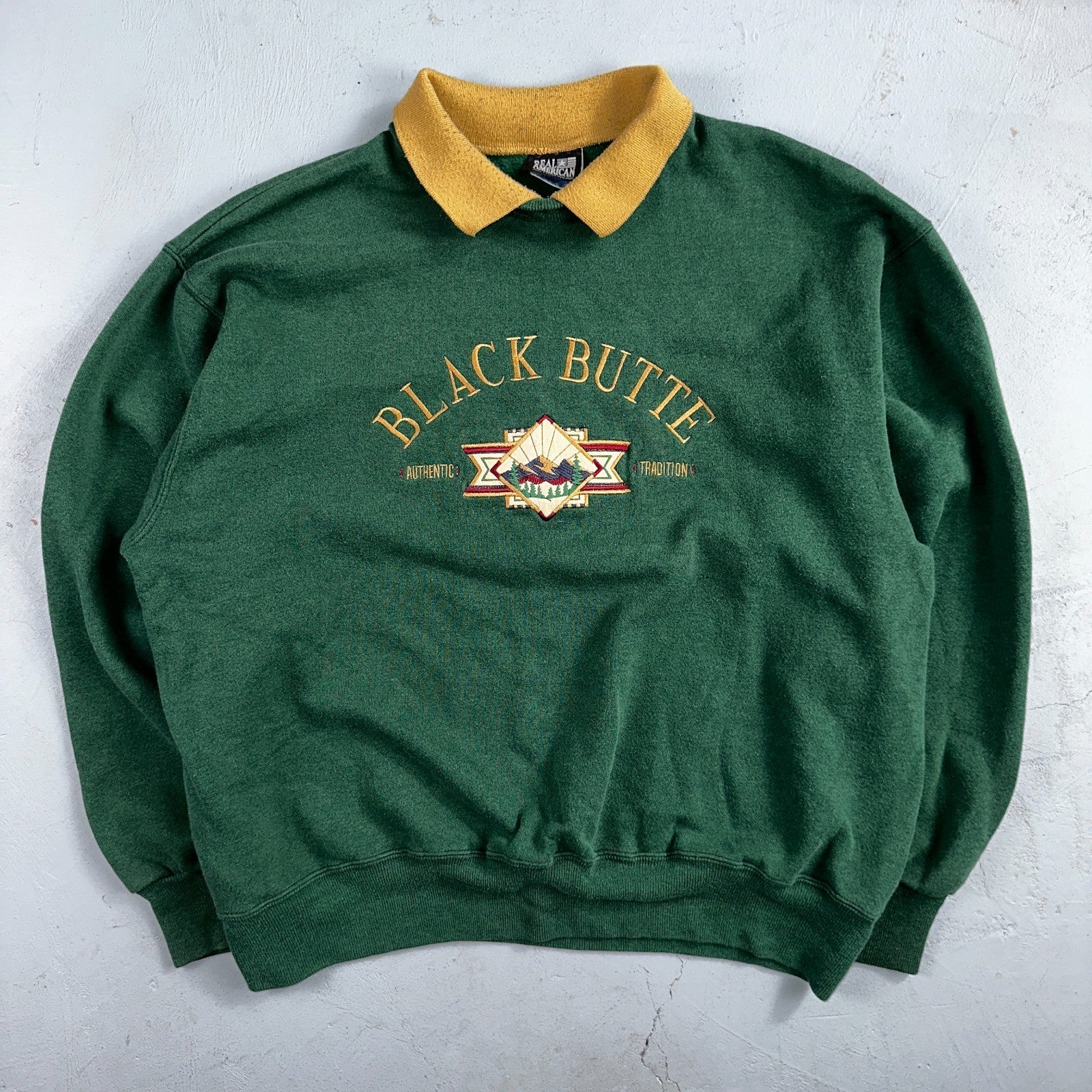 Vintage 90s Black Butte Sweatshirt Sz XL Real American Hanes Collared Oregon PDX