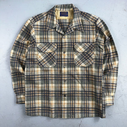Pendleton VTG Board Shirt Plaid 100% Wool Button Down Size M Plaid 1970s Camp